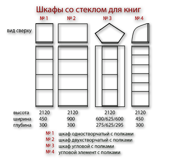 Шкаф со стеклом для книг